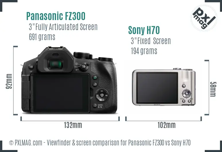 Panasonic FZ300 vs Sony H70 Screen and Viewfinder comparison