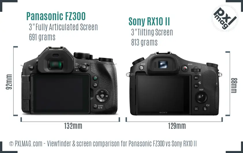 Panasonic FZ300 vs Sony RX10 II Screen and Viewfinder comparison