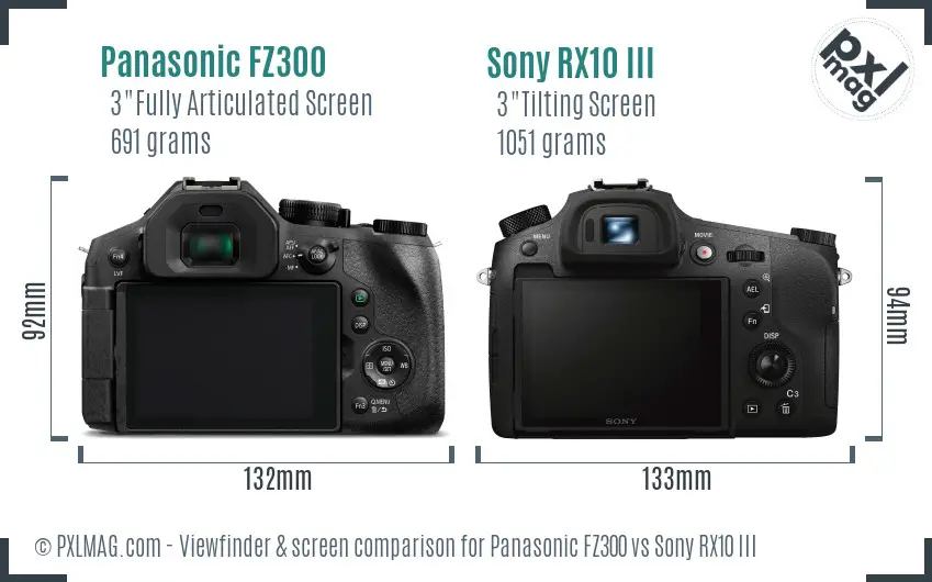 Panasonic FZ300 vs Sony RX10 III Screen and Viewfinder comparison