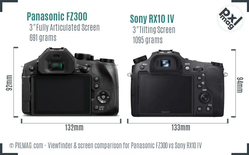 Panasonic FZ300 vs Sony RX10 IV Screen and Viewfinder comparison