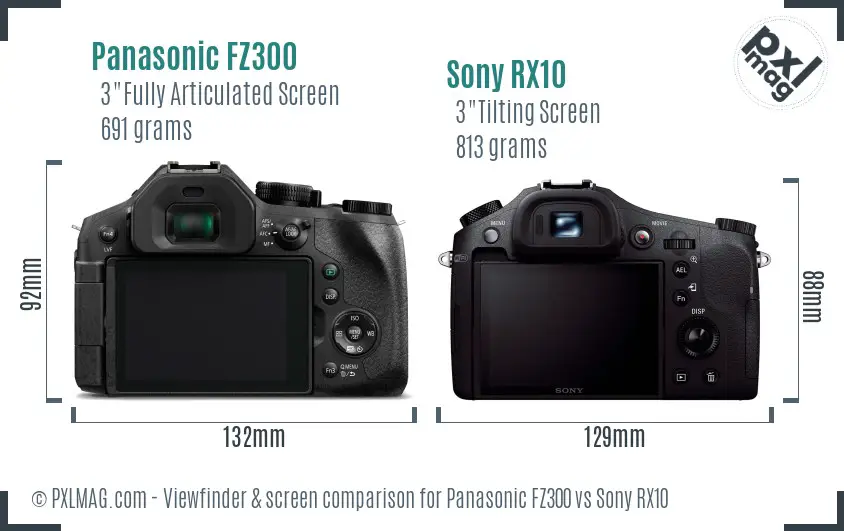 Panasonic FZ300 vs Sony RX10 Screen and Viewfinder comparison