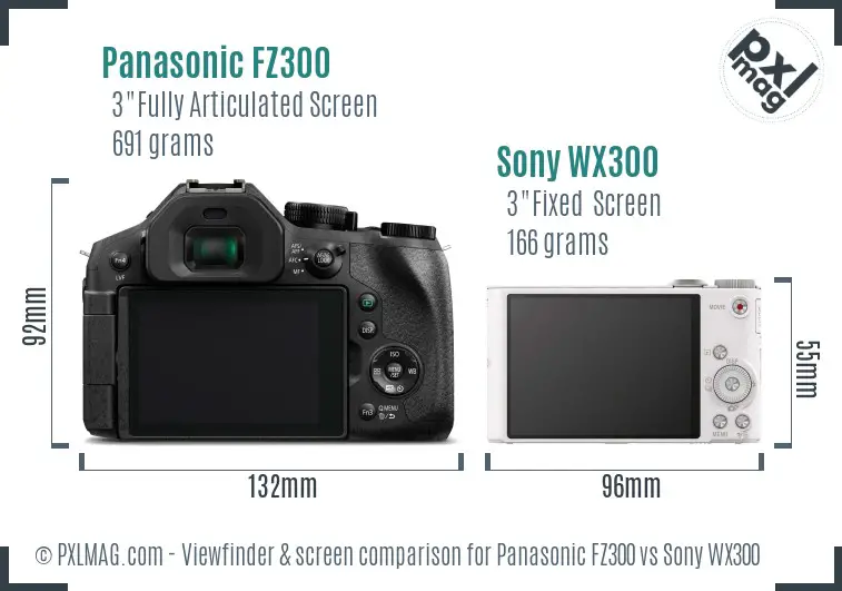 Panasonic FZ300 vs Sony WX300 Screen and Viewfinder comparison