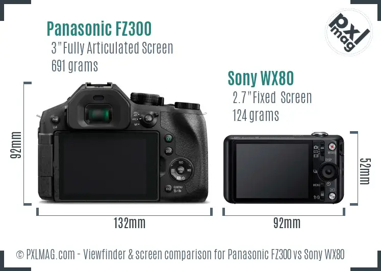 Panasonic FZ300 vs Sony WX80 Screen and Viewfinder comparison