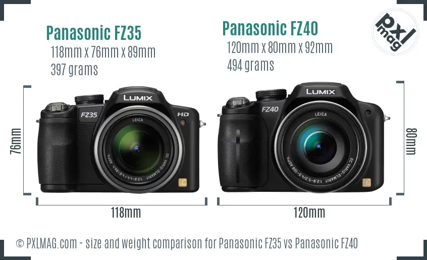 Panasonic FZ35 vs Panasonic FZ40 size comparison