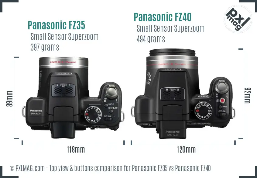 Panasonic FZ35 vs Panasonic FZ40 top view buttons comparison