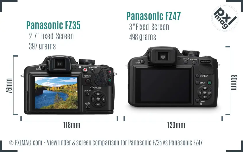 Panasonic FZ35 vs Panasonic FZ47 Screen and Viewfinder comparison