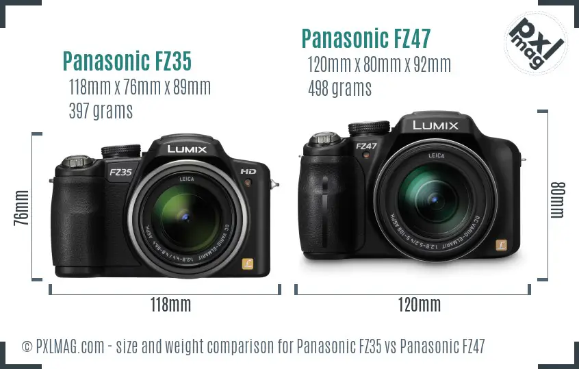 Panasonic FZ35 vs Panasonic FZ47 size comparison