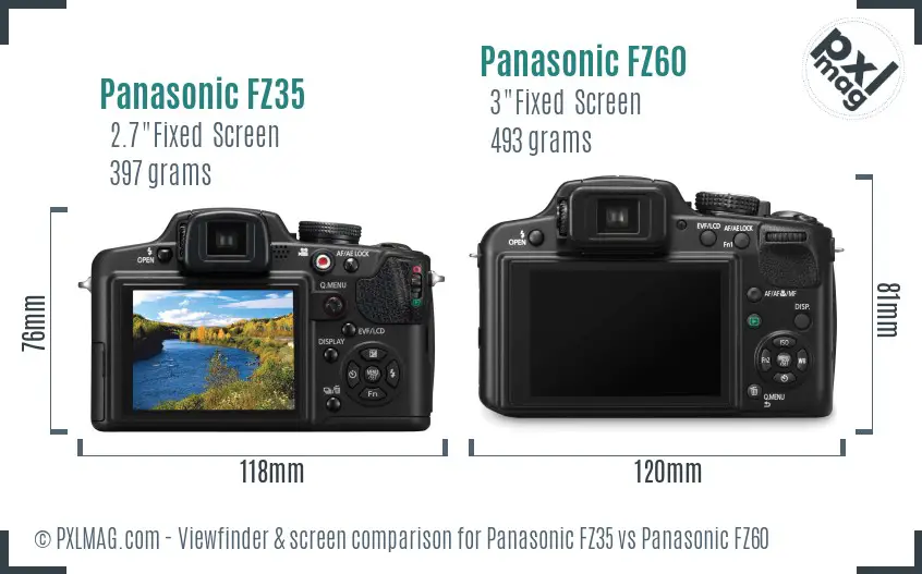 Panasonic FZ35 vs Panasonic FZ60 Screen and Viewfinder comparison