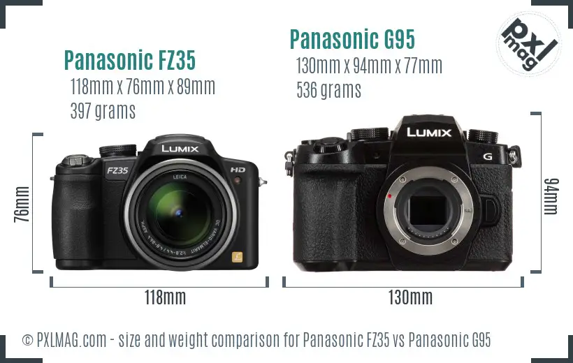 Panasonic FZ35 vs Panasonic G95 size comparison