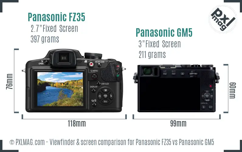 Panasonic FZ35 vs Panasonic GM5 Screen and Viewfinder comparison