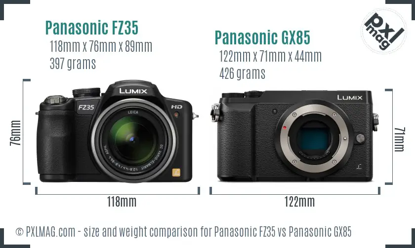 Panasonic FZ35 vs Panasonic GX85 size comparison