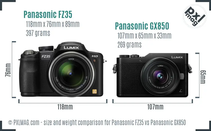 Panasonic FZ35 vs Panasonic GX850 size comparison
