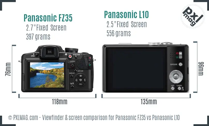 Panasonic FZ35 vs Panasonic L10 Screen and Viewfinder comparison