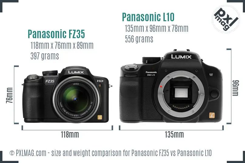 Panasonic FZ35 vs Panasonic L10 size comparison