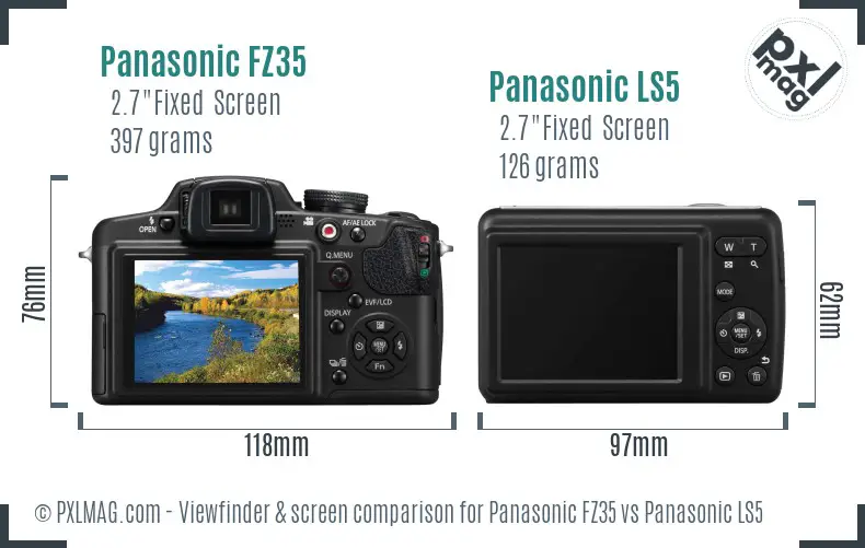 Panasonic FZ35 vs Panasonic LS5 Screen and Viewfinder comparison