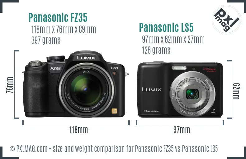 Panasonic FZ35 vs Panasonic LS5 size comparison
