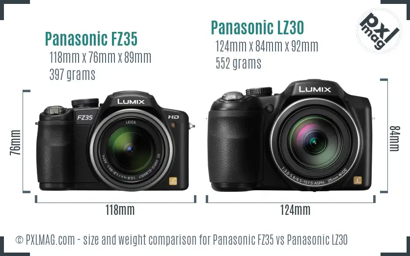 Panasonic FZ35 vs Panasonic LZ30 size comparison