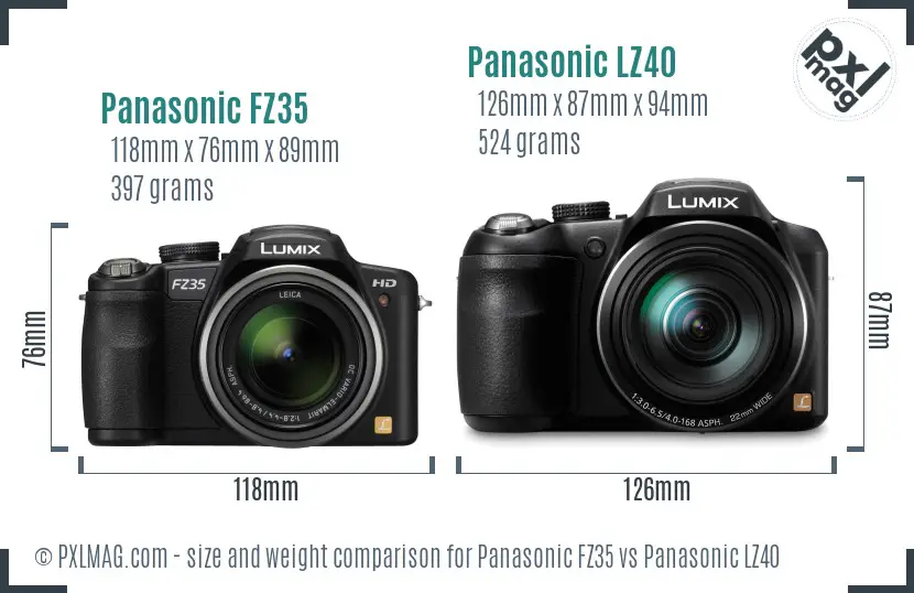 Panasonic FZ35 vs Panasonic LZ40 size comparison
