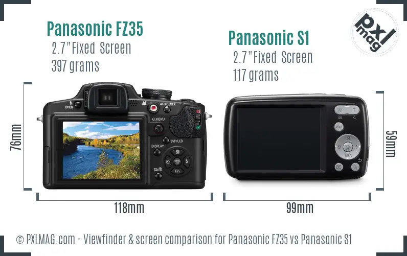Panasonic FZ35 vs Panasonic S1 Screen and Viewfinder comparison