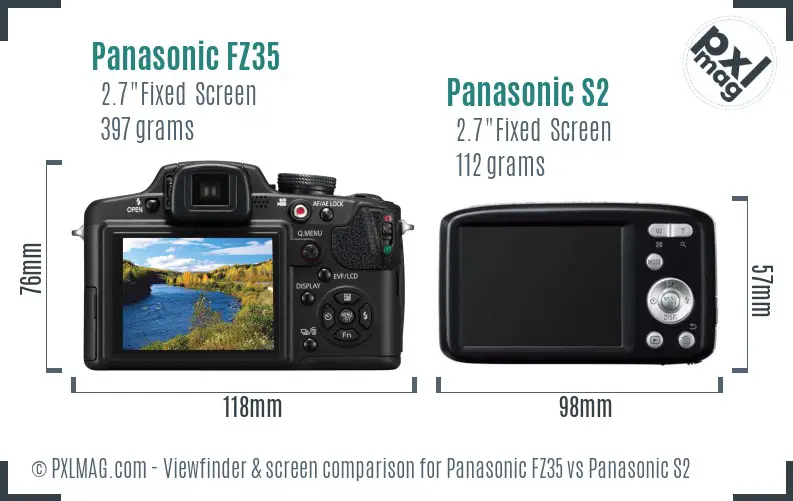 Panasonic FZ35 vs Panasonic S2 Screen and Viewfinder comparison