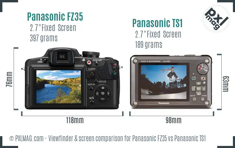 Panasonic FZ35 vs Panasonic TS1 Screen and Viewfinder comparison