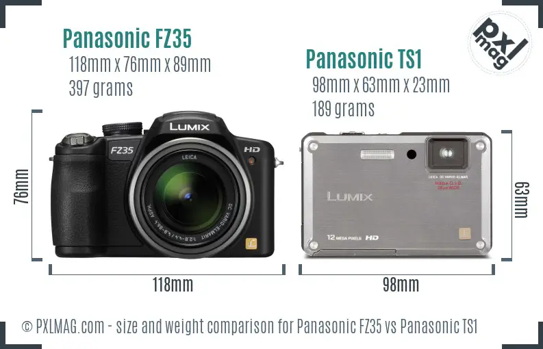 Panasonic FZ35 vs Panasonic TS1 size comparison