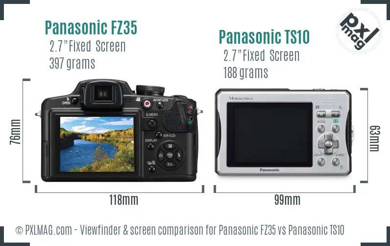 Panasonic FZ35 vs Panasonic TS10 Screen and Viewfinder comparison