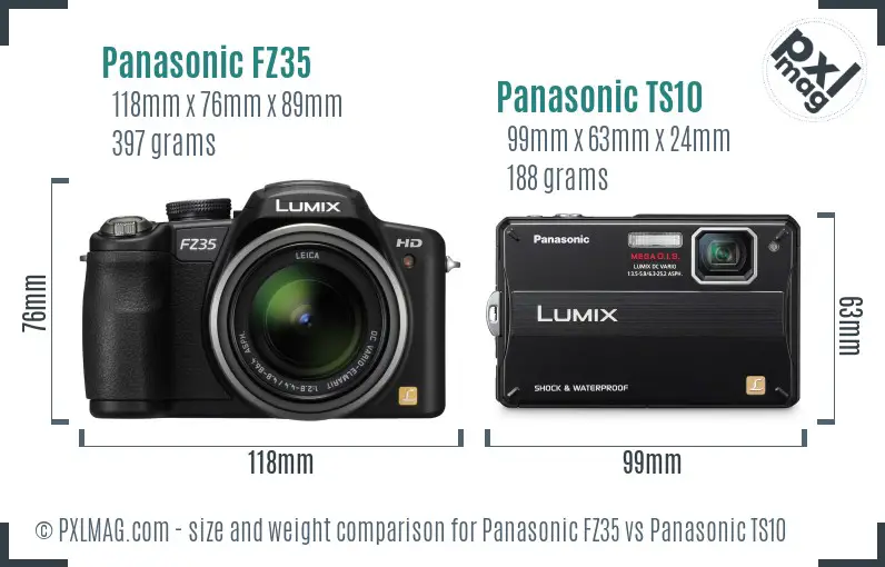 Panasonic FZ35 vs Panasonic TS10 size comparison