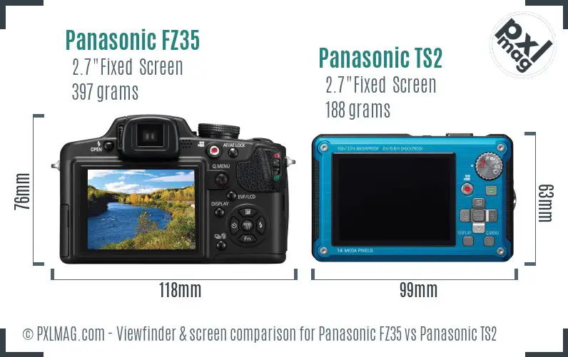 Panasonic FZ35 vs Panasonic TS2 Screen and Viewfinder comparison