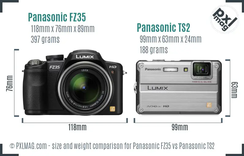 Panasonic FZ35 vs Panasonic TS2 size comparison