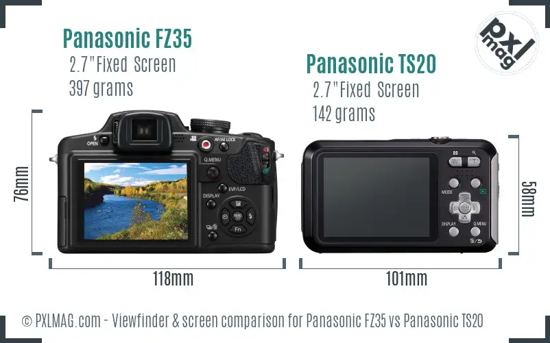Panasonic FZ35 vs Panasonic TS20 Screen and Viewfinder comparison