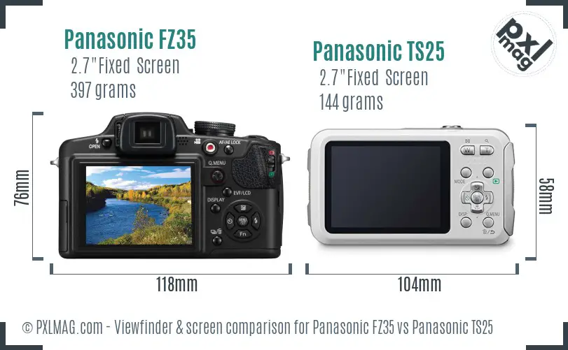 Panasonic FZ35 vs Panasonic TS25 Screen and Viewfinder comparison