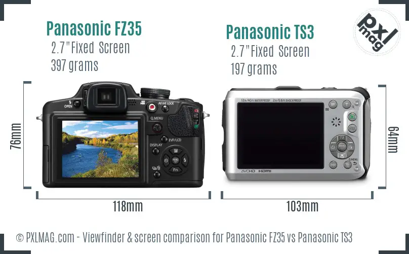 Panasonic FZ35 vs Panasonic TS3 Screen and Viewfinder comparison