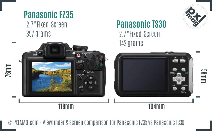 Panasonic FZ35 vs Panasonic TS30 Screen and Viewfinder comparison