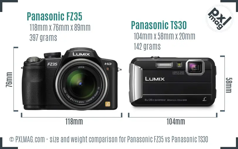 Panasonic FZ35 vs Panasonic TS30 size comparison