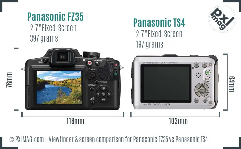 Panasonic FZ35 vs Panasonic TS4 Screen and Viewfinder comparison