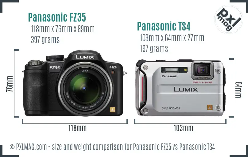 Panasonic FZ35 vs Panasonic TS4 size comparison