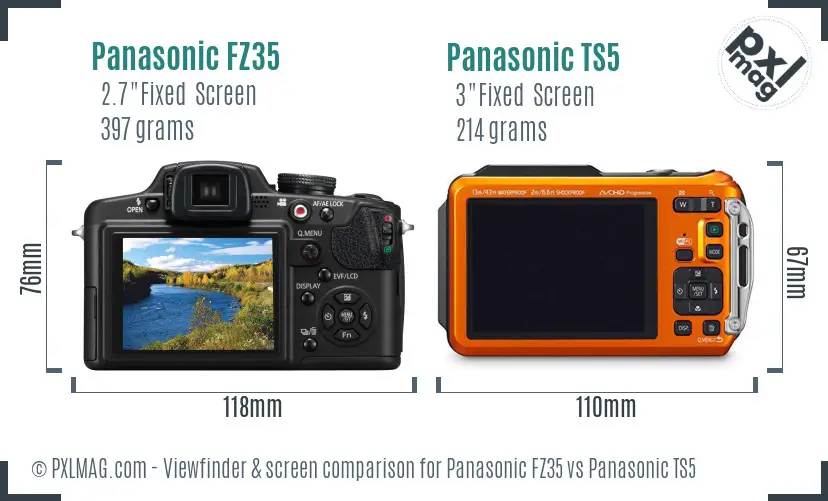 Panasonic FZ35 vs Panasonic TS5 Screen and Viewfinder comparison
