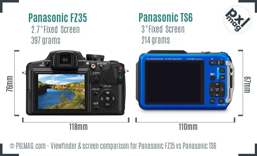 Panasonic FZ35 vs Panasonic TS6 Screen and Viewfinder comparison