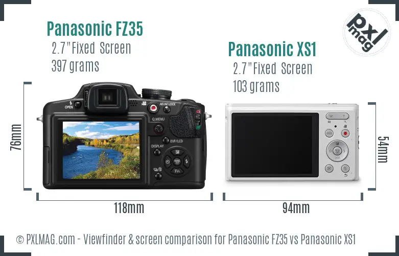 Panasonic FZ35 vs Panasonic XS1 Screen and Viewfinder comparison