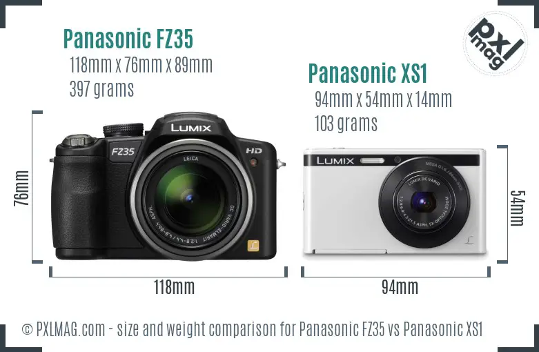 Panasonic FZ35 vs Panasonic XS1 size comparison
