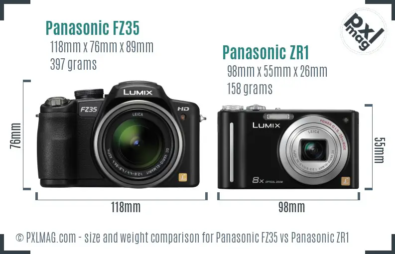 Panasonic FZ35 vs Panasonic ZR1 size comparison