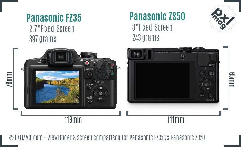 Panasonic FZ35 vs Panasonic ZS50 Screen and Viewfinder comparison