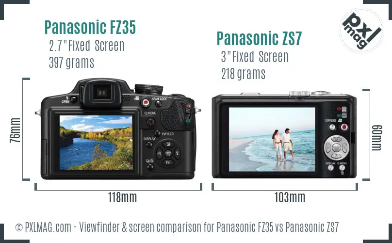 Panasonic FZ35 vs Panasonic ZS7 Screen and Viewfinder comparison