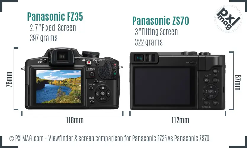Panasonic FZ35 vs Panasonic ZS70 Screen and Viewfinder comparison