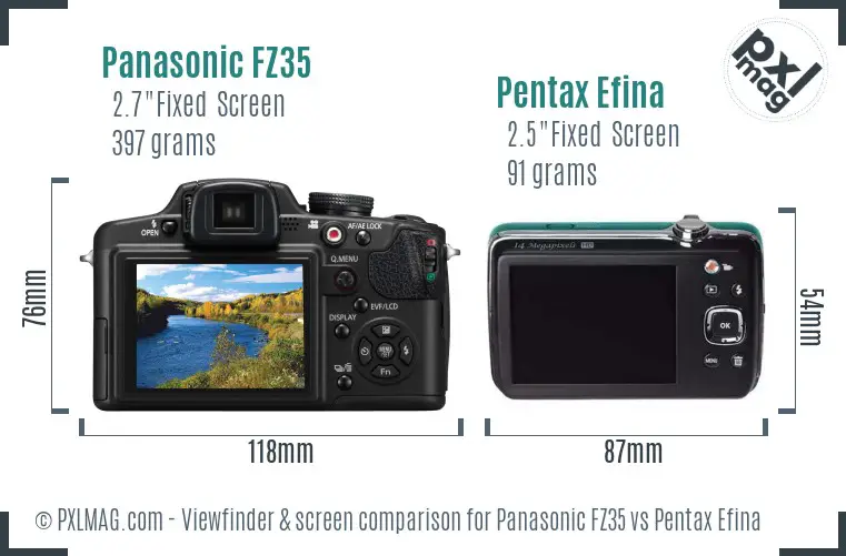 Panasonic FZ35 vs Pentax Efina Screen and Viewfinder comparison