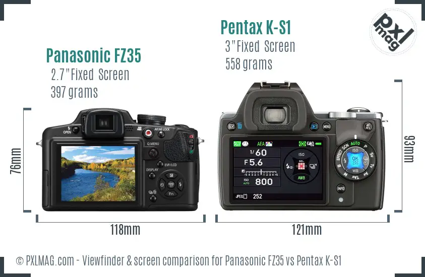 Panasonic FZ35 vs Pentax K-S1 Screen and Viewfinder comparison