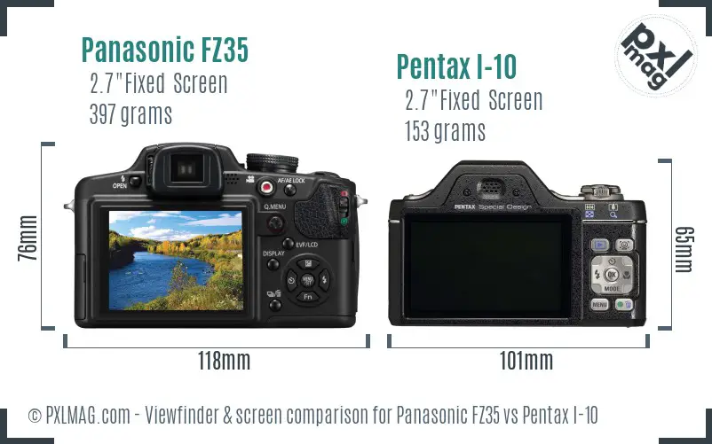 Panasonic FZ35 vs Pentax I-10 Screen and Viewfinder comparison