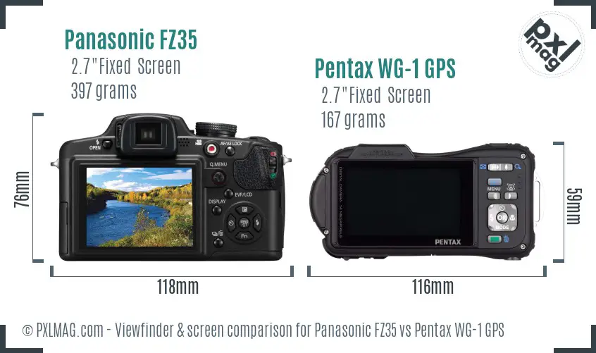 Panasonic FZ35 vs Pentax WG-1 GPS Screen and Viewfinder comparison