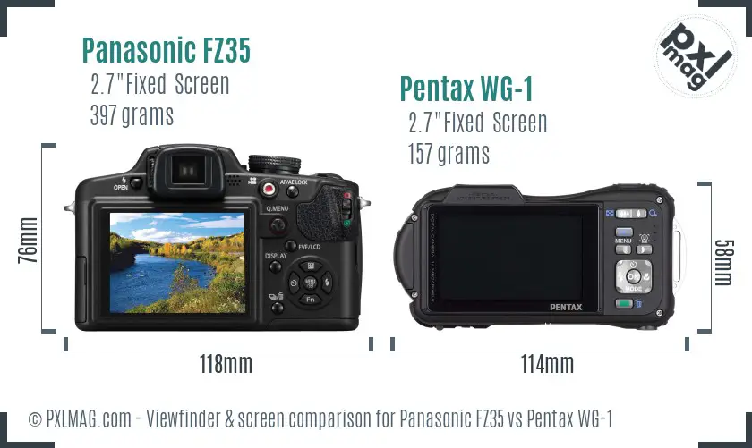Panasonic FZ35 vs Pentax WG-1 Screen and Viewfinder comparison